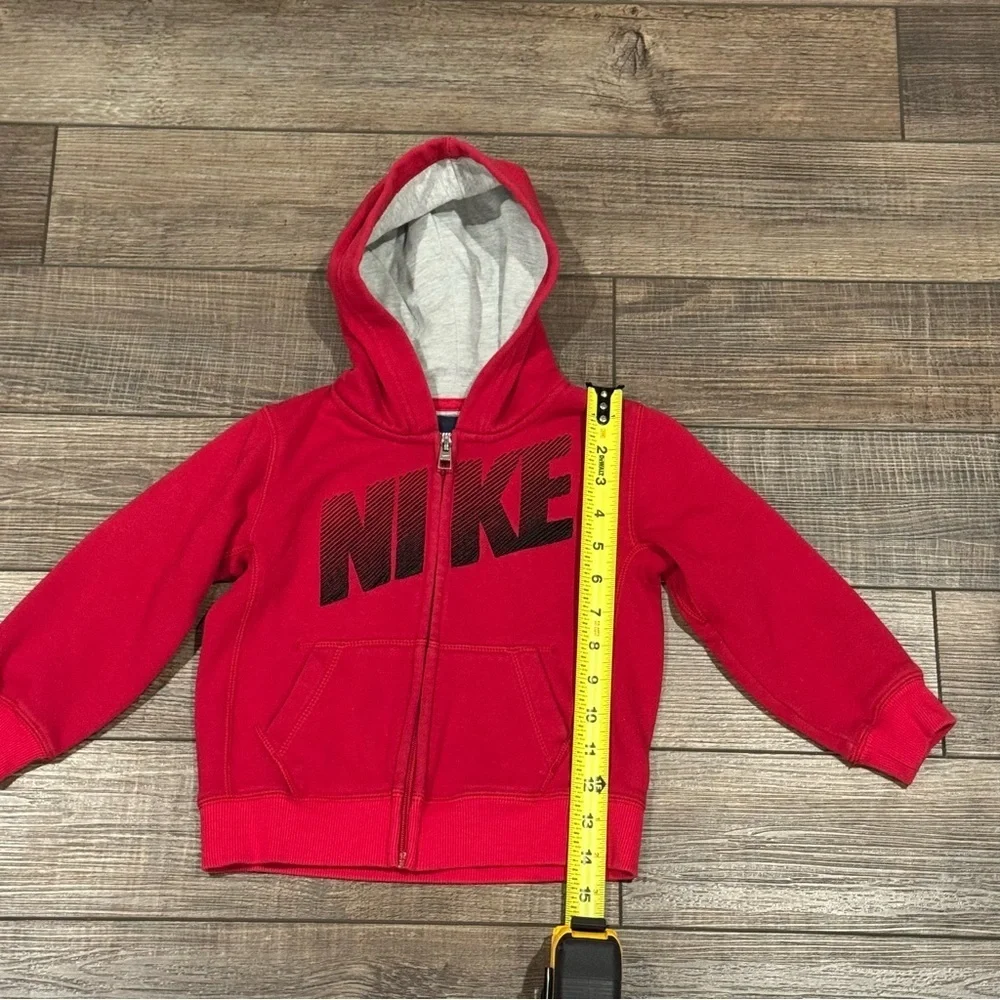 Nike Hoodie Jacket Youth 3T Red Full Zip Athletic Logo Toddler